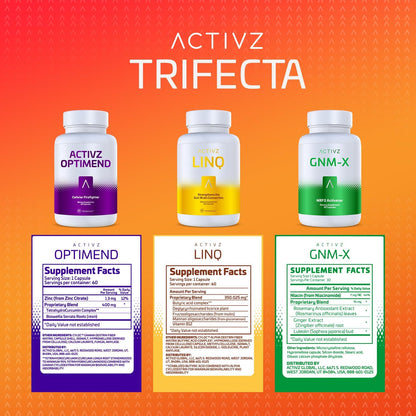 ACTIVZ - Trifecta - GNM-X, Optimend, LINQ - – Optimend: Con curcumina y boswellia de absorción mejorada, está – Image 2