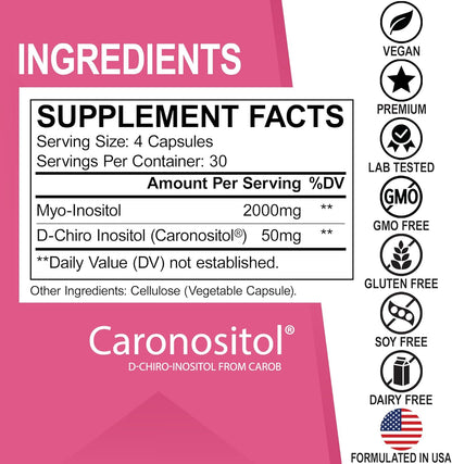 Myo-Inositol y D-Chiro Inositol 40:1 - Suplemento para Mujeres - 2050mg por dosis - 120 Cápsulas – Image 6