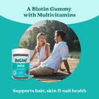 BeLive Biotin Gummies con Multivitaminas, Folato, Inositol – Vegano, con Pectina – Sabor Fresa