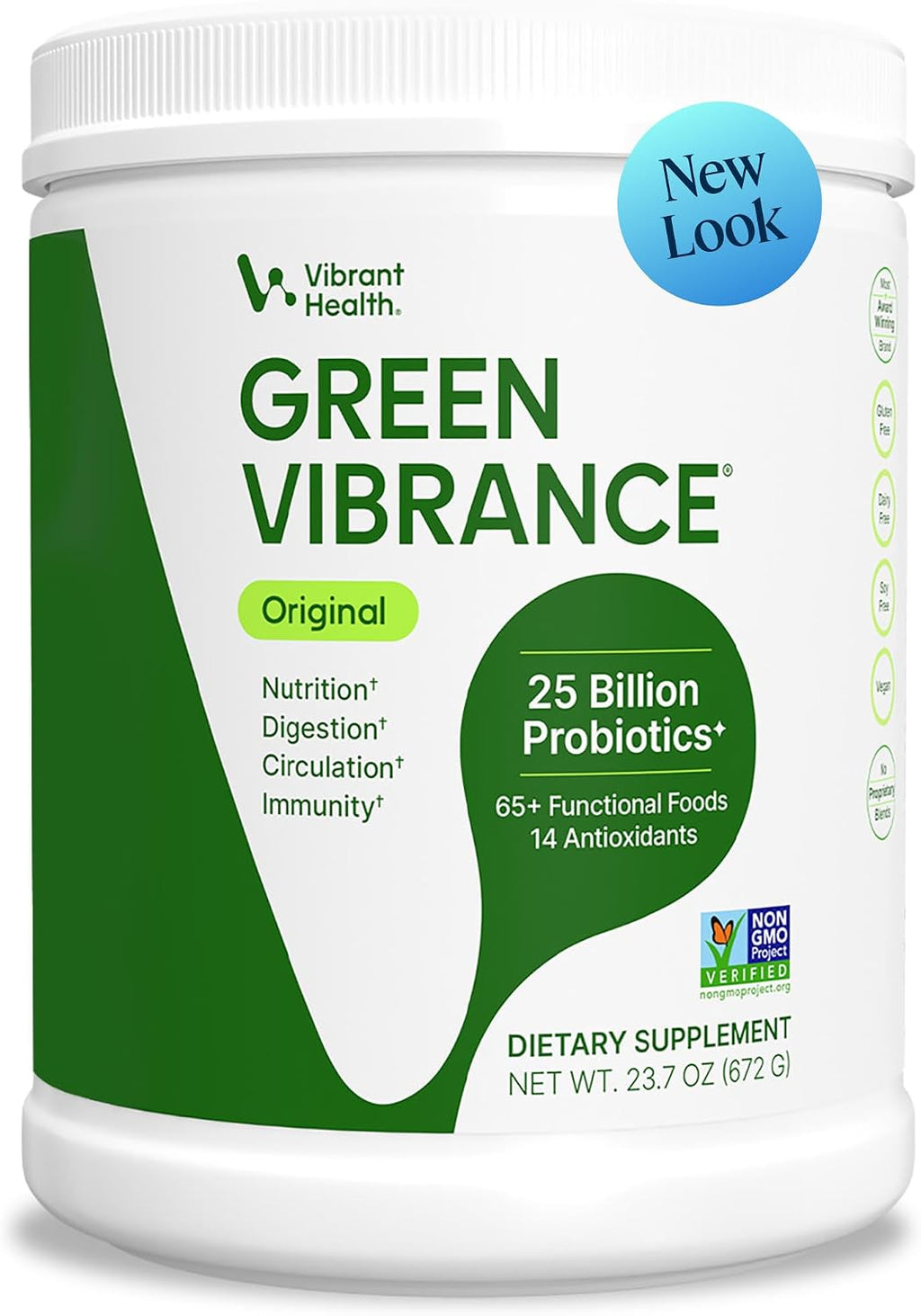 Vibrant Health, Green Vibrance, Superalimento Vegano en Polvo, Aumenta la Energía, 60 Porciones
