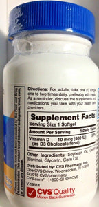 Vitamina D3 400IU (100 Cápsulas Blandas)