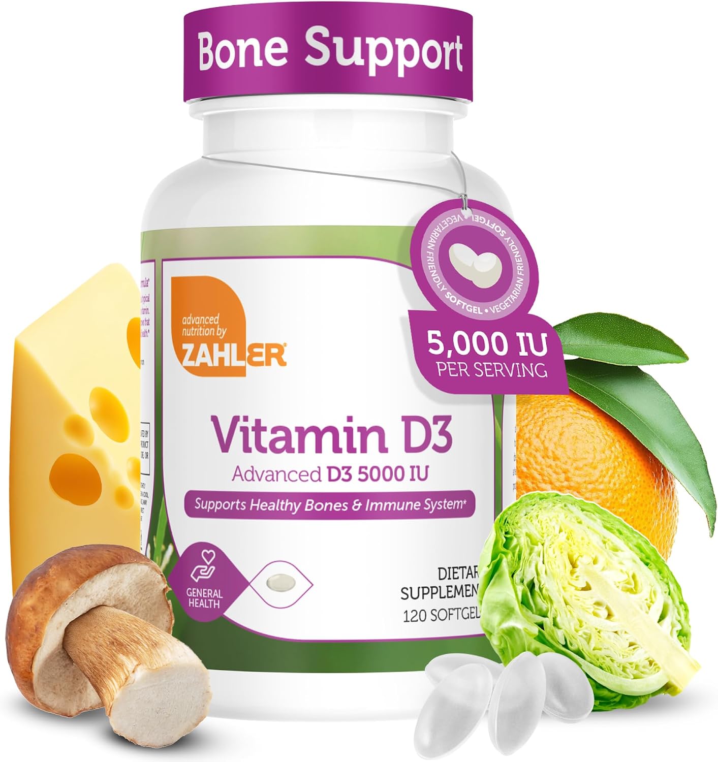 Zahler Vitamina D3 Avanzada 5000 UI Cápsulas Blandas (120 unidades)