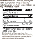 Nature's Way Choline, 500 mg per Serving, 100 Tablets (2-Pack)