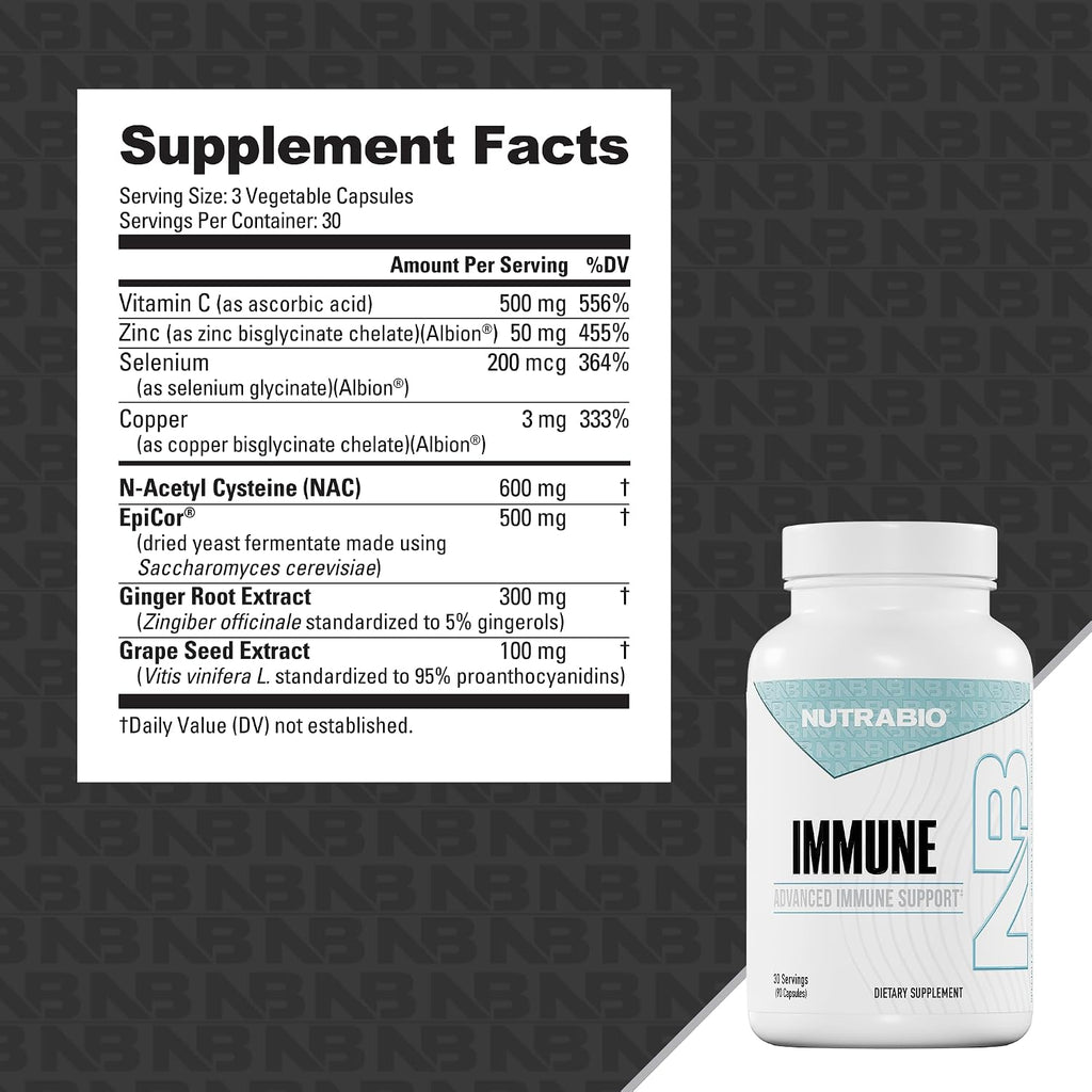 NutraBio Immune Support Supplement con EpiCor, 90 Cápsulas Vegetales