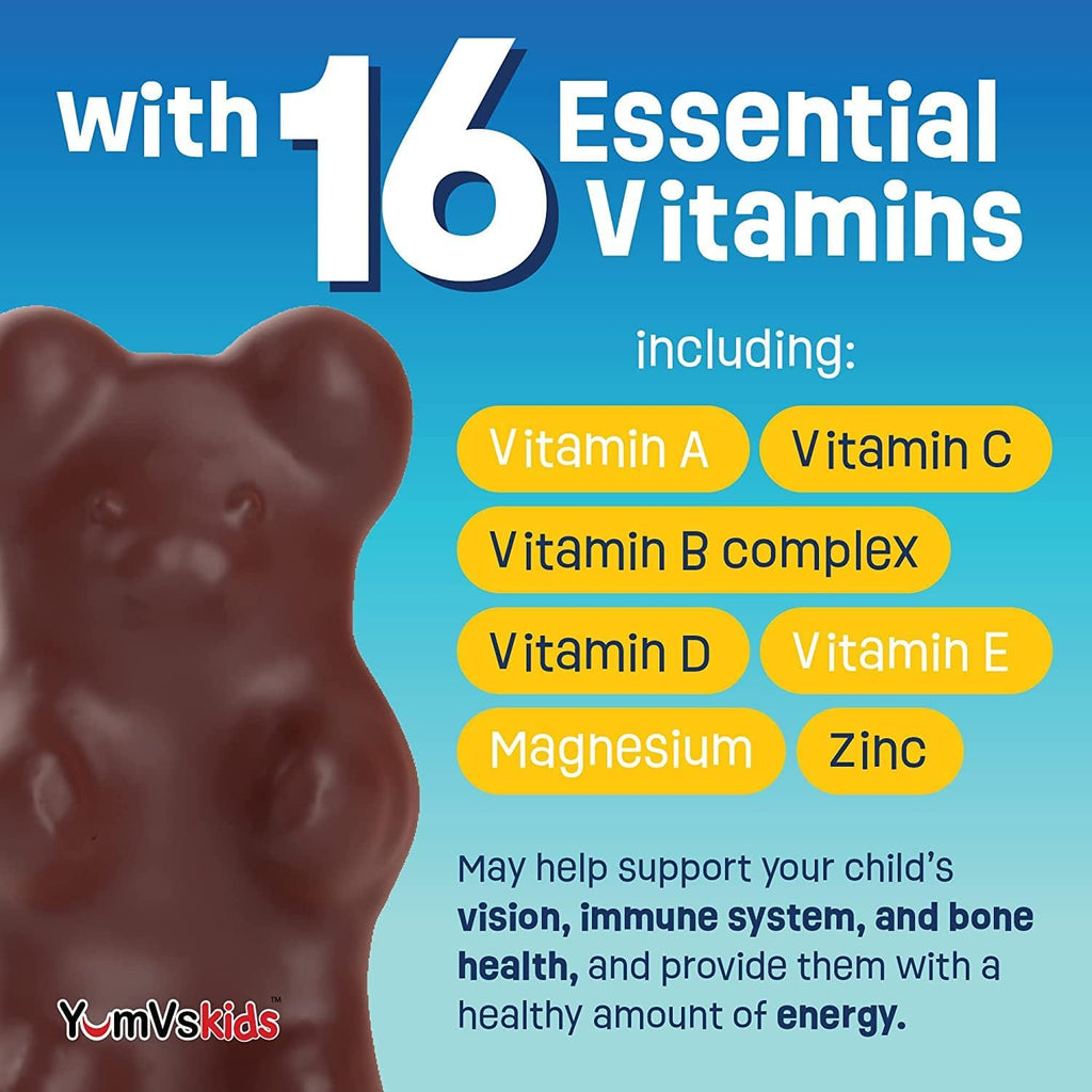 YUM-V'S - Multivitamínico infantil ositos de chocolate masticables - 60 unidades (paquete de 2)