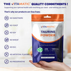 Vitamatic Taurina Pura 1000mg 250 Servicios - No Transgénico, Sin Gluten