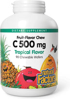 Natural Factors Vitamina C 500 mg - Suplemento para niños - Sabor tropical - 90 comprimidos masticables