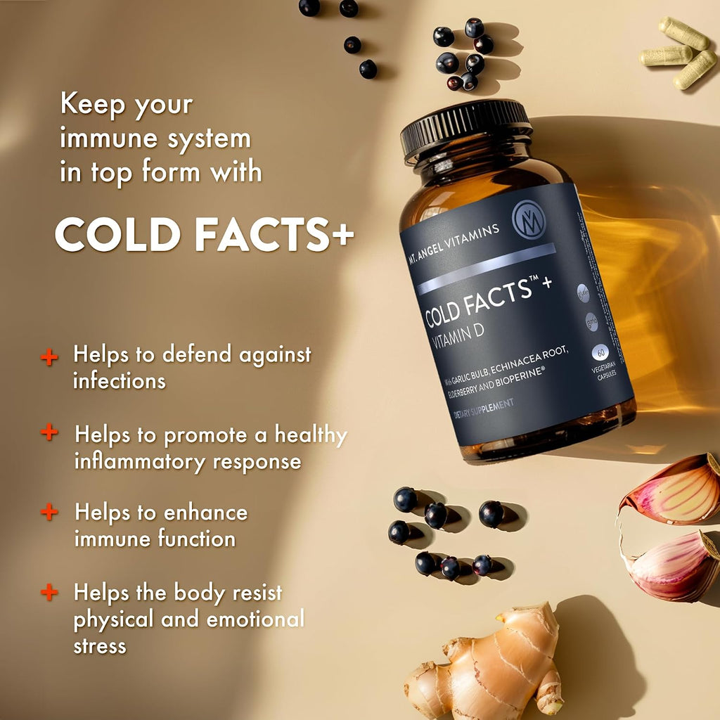 Mt. Angel Vitamins - Datos para resfriados + Vitamina D, Apoyo al sistema inmunológico (60 Cápsulas Vegetarianas)