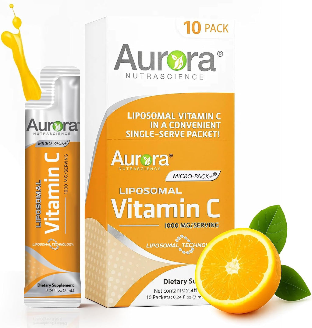 Aurora Nutrascience Vitamina C Liposomal Líquida - 1000 mg, 30 Sobres Monodosis, Sabor Naranja