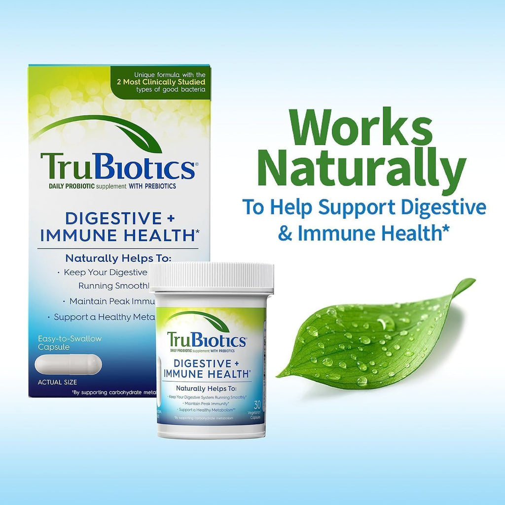 TruBiotics Daily Probiotic, 60 Capsules - Gluten-Free, Soy-Free, Digestive & Immune Support for Men & Women (2 Pack)