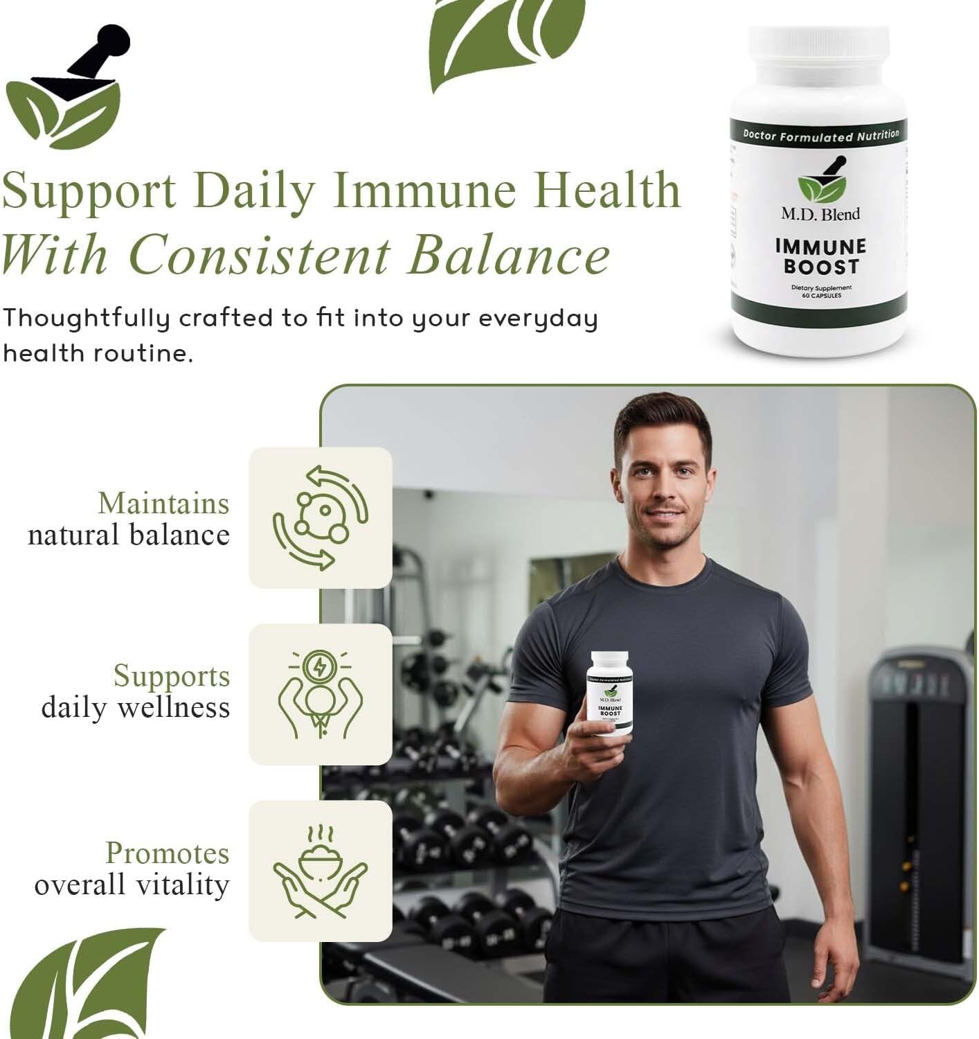 M.D. Blend Immune Boost - Suplemento para el sistema inmunitario, 60 cápsulas