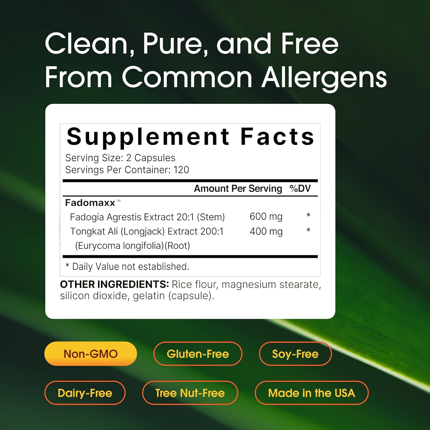 NatureBell Fadogia Agrestis 600mg & Tongkat Ali 400mg - 240 Cápsulas (Suministro 4 Meses) - Suplemento de Alta Potencia para Energía, Vitalidad y Apoyo al Entrenamiento - No GMO, Sin Gluten