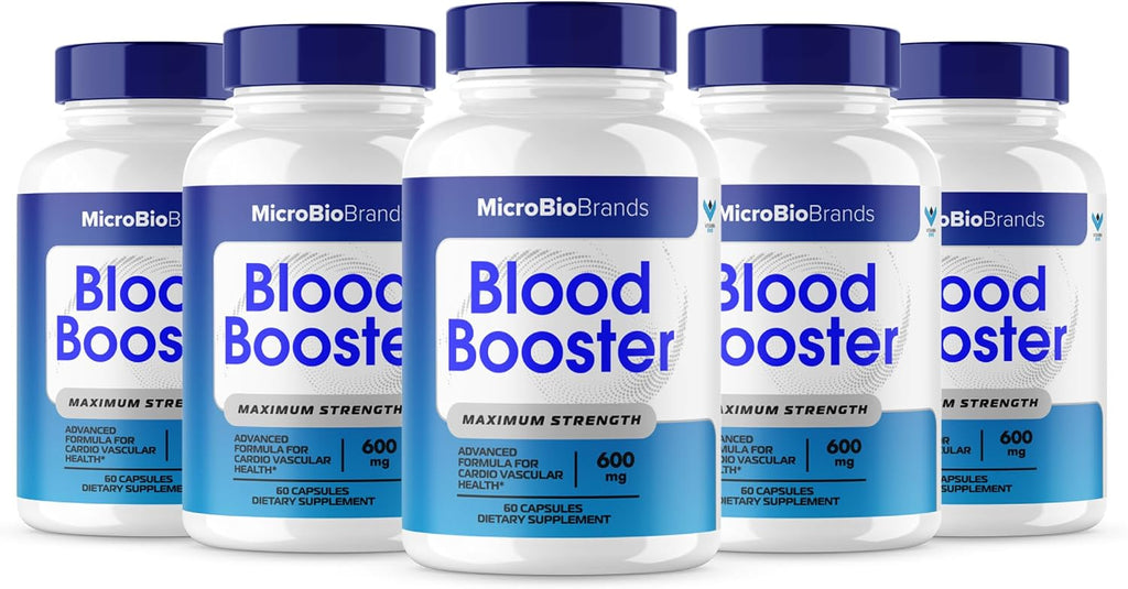 Microbio Blood Booster – Suplemento Natural para el Flujo Sanguíneo, 5 Envases (300 Cápsulas) – Micro Bio Brands