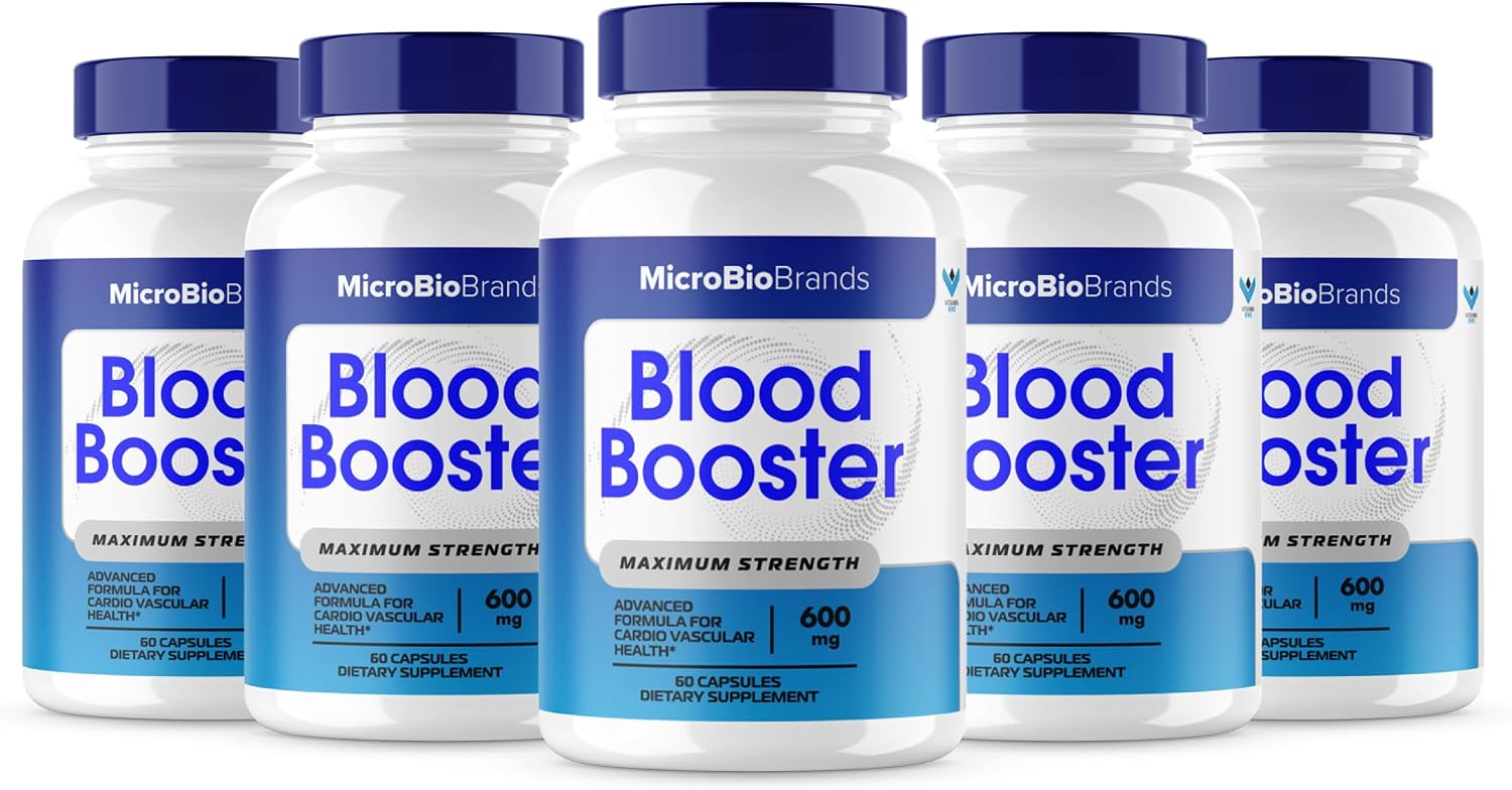 Microbio Blood Booster – Suplemento Natural para el Flujo Sanguíneo, 5 Envases (300 Cápsulas) – Micro Bio Brands