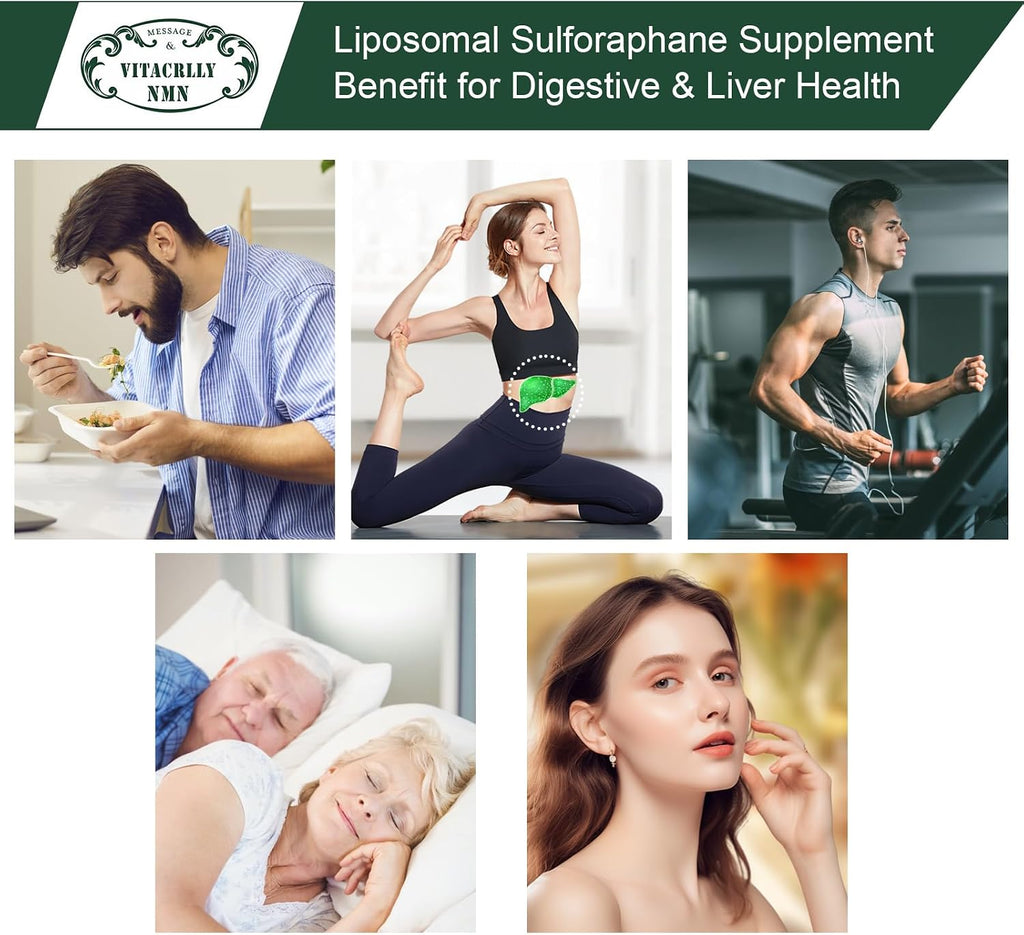 Suplemento de Sulforafano Liposomal 900mg, Extracto de Brócoli, Apoyo Antioxidante y Digestivo, 60 Cápsulas
