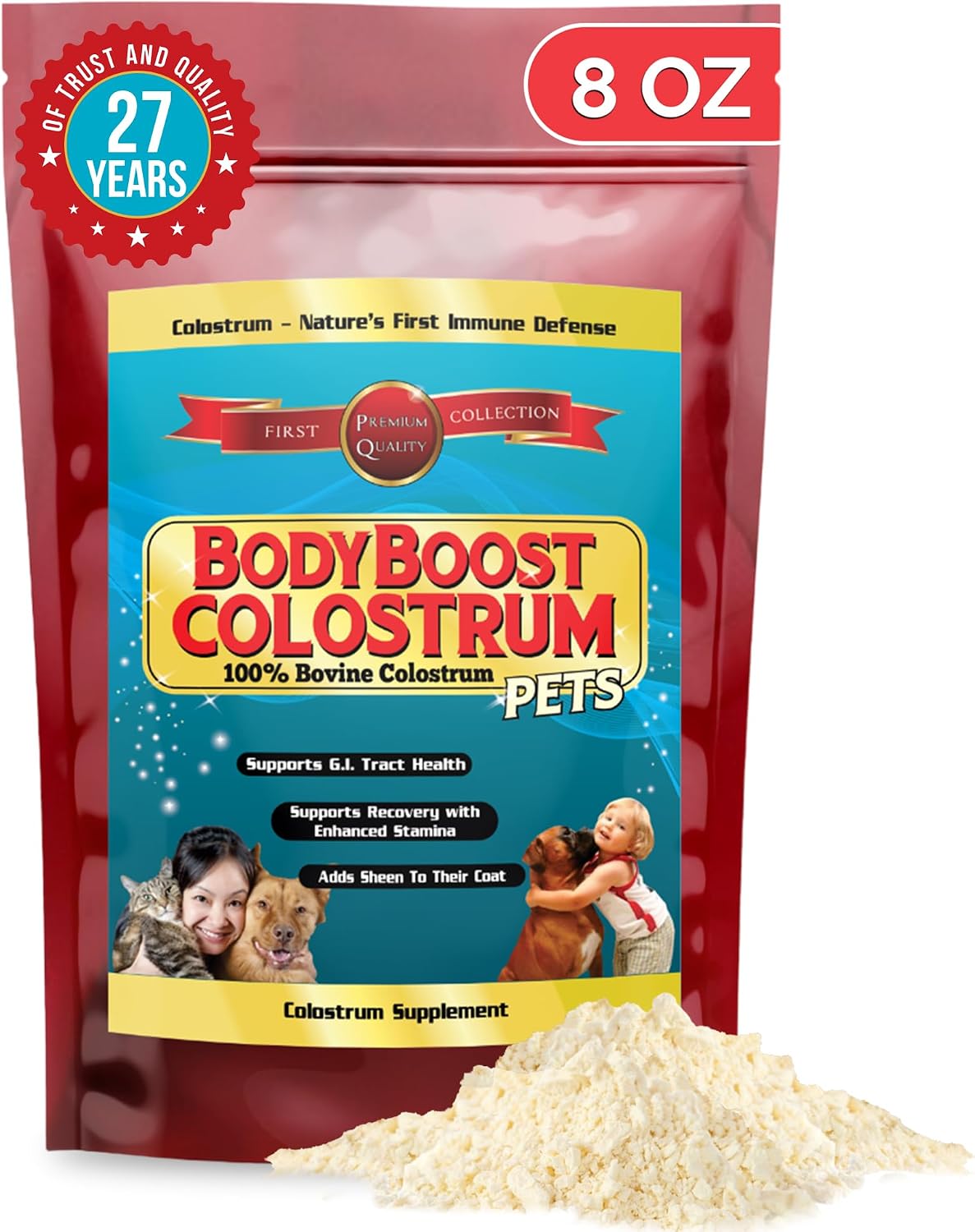 BodyBoost Calostro Bovino para Perros y Gatos - Suplemento Inmunitario Orgánico, Alivio de Alergias y Picazón, Salud Intestinal, Todas las Edades, 227 g