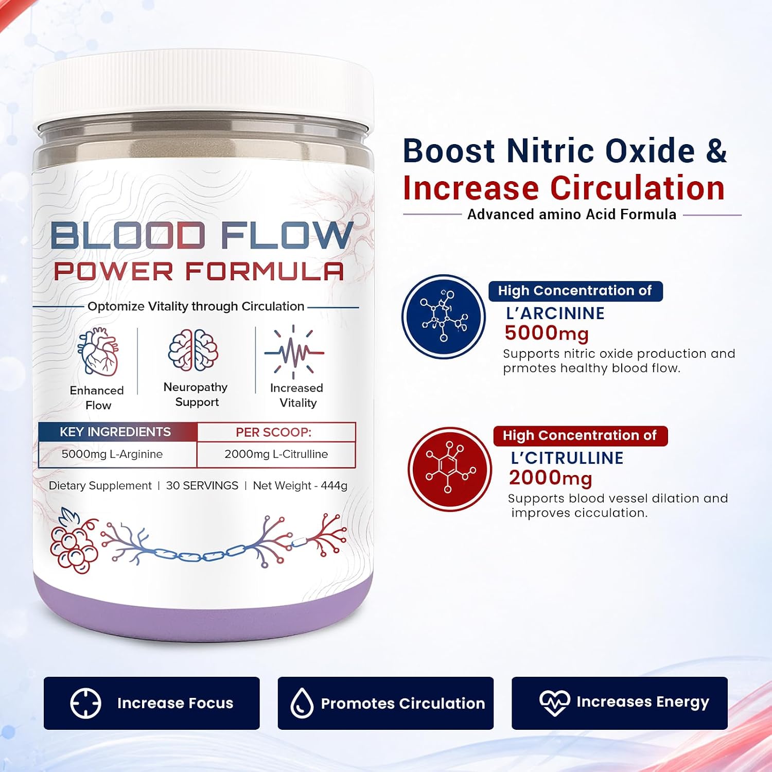 The Blood Flow Power Formula Neuropathy Drink Powder – 444g (30 dosis)