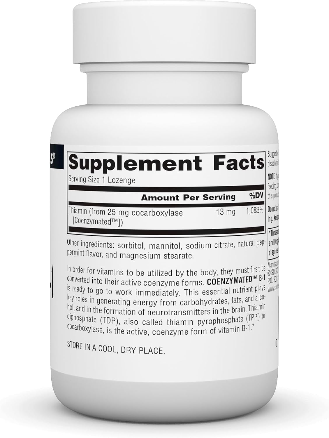Source Naturals Tiamina B1 Coenzimada 25mg, 60 Comprimidos