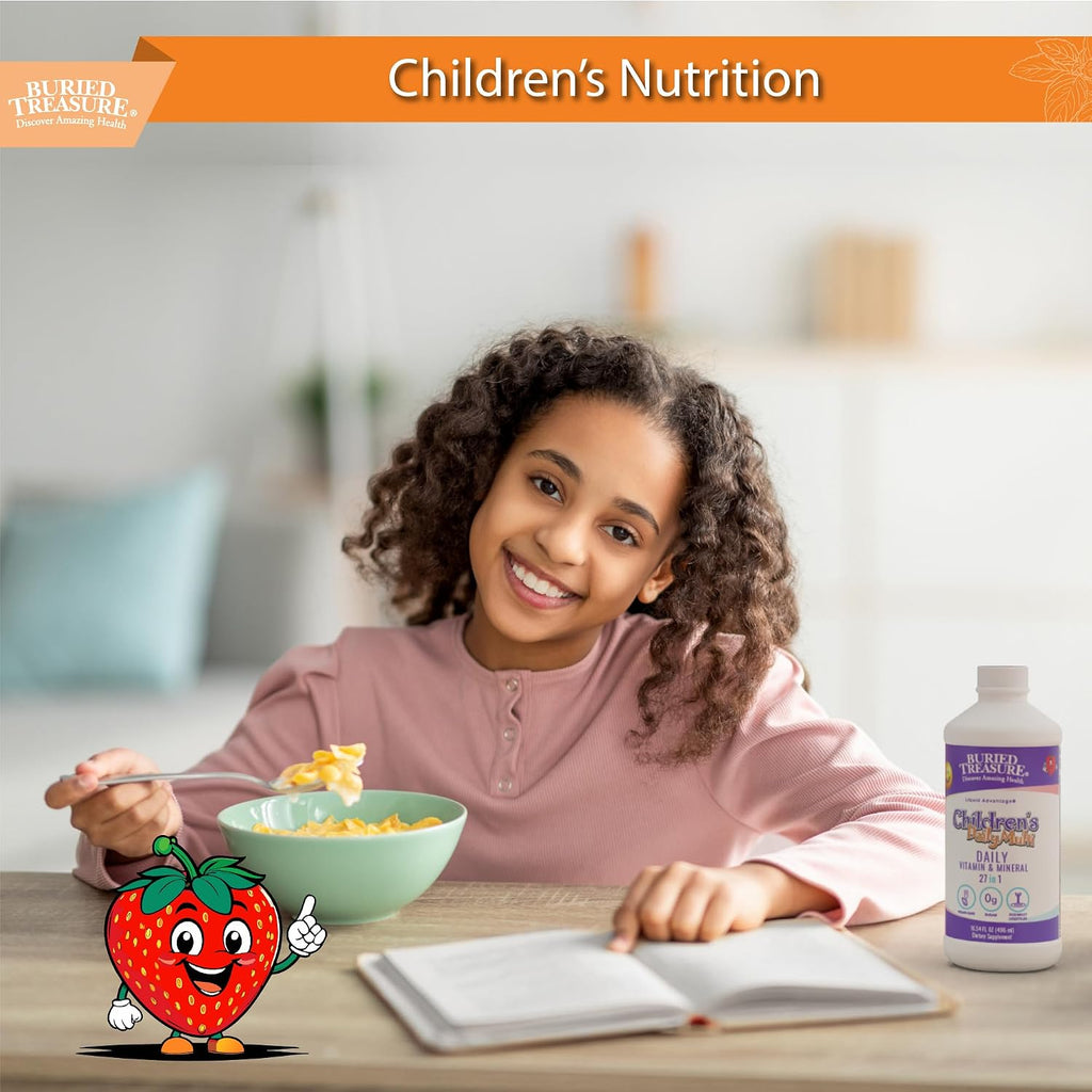 Buried Treasure Children's Daily Multi Multivitamínico Líquido para Niños, 473 ml con Vaso Dosificador