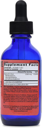 Good State Liquid Hydro B12 - 3000 mcg de Vitamina B12 Líquida, 60 dosis, Vegano