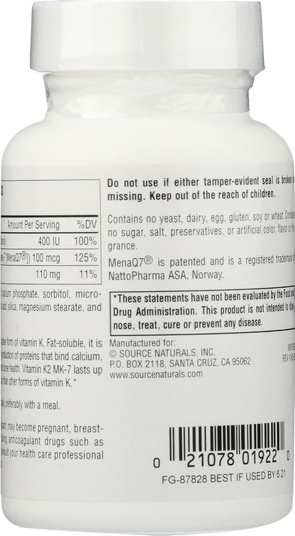 Source Naturals Vitamina K2 + D3 Complejo – El funcionamiento normal del sistema inmunitario. – Image 4
