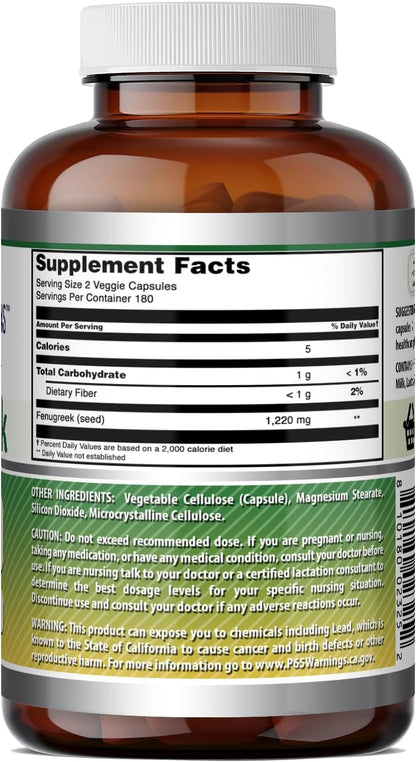 Amazing Formulas Suplemento de Semillas de Fenogreco | 610 mg | 360 Cápsulas Vegetales | No OGM | Sin Gluten | Fabricado en – Image 6