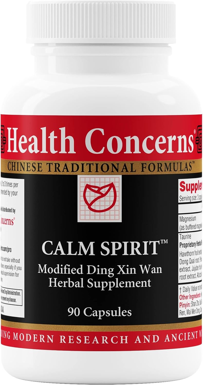 Health Concerns Calm Spirit - Complemento para el Estrés con Magnesio, Espino, Peonía China y Taurina - 90 Cápsulas