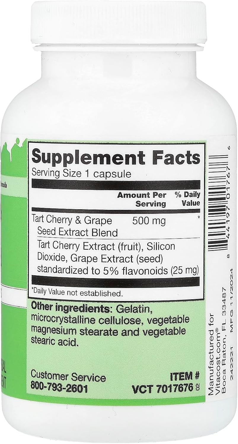 Vitacost Tart Cherry and Grape Seed Extract Blend, 120 Capsules