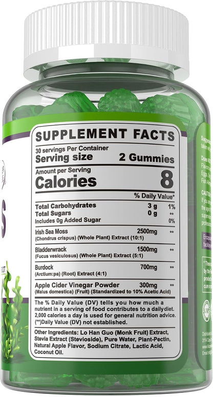 Sea Moss Gummies (2 Pack) - Gomitas de Musgo Marino Irlandés con Bladderwrack, Bardana y Vinagre de Manzana - Suplemento – Image 7