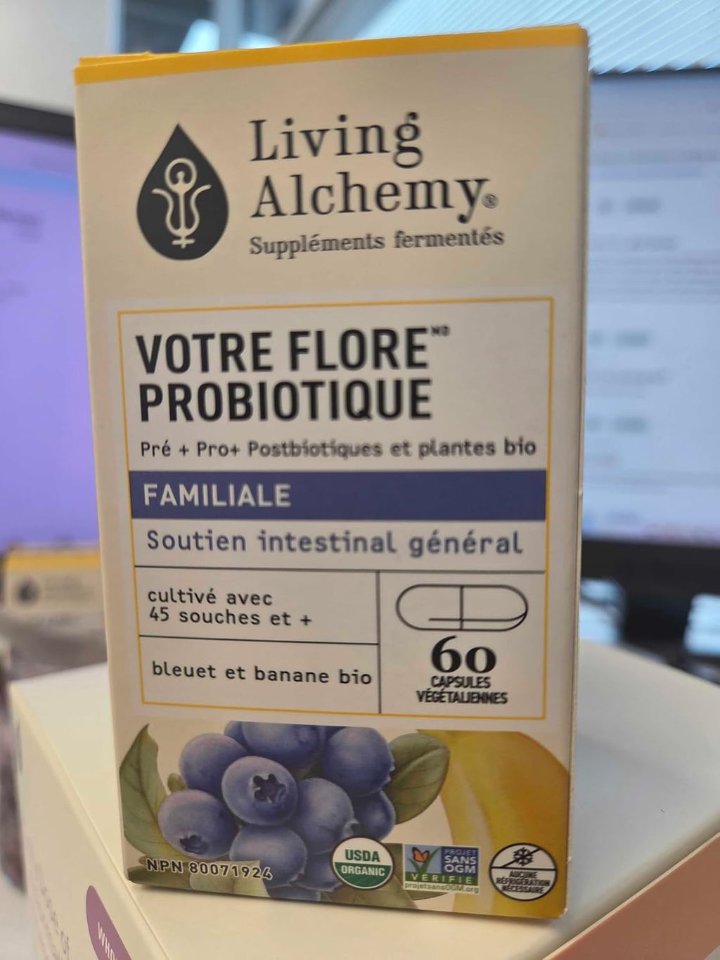 Your Flora Probiotic Family – Probióticos No-GMO con Soja Fermentada, Plátano y Arándano – 60 Cápsulas – Living Alchemy