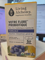 Your Flora Probiotic Family – Probióticos No-GMO con Soja Fermentada, Plátano y Arándano – 60 Cápsulas – Living Alchemy