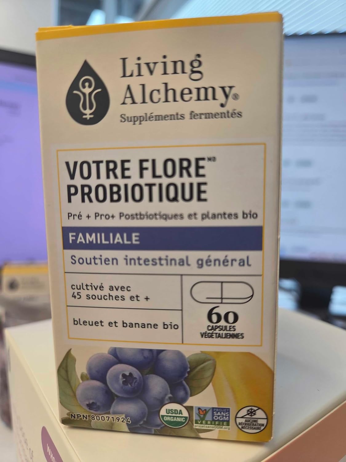 Your Flora Probiotic Family – Probióticos No-GMO con Soja Fermentada, Plátano y Arándano – 60 Cápsulas – Living Alchemy