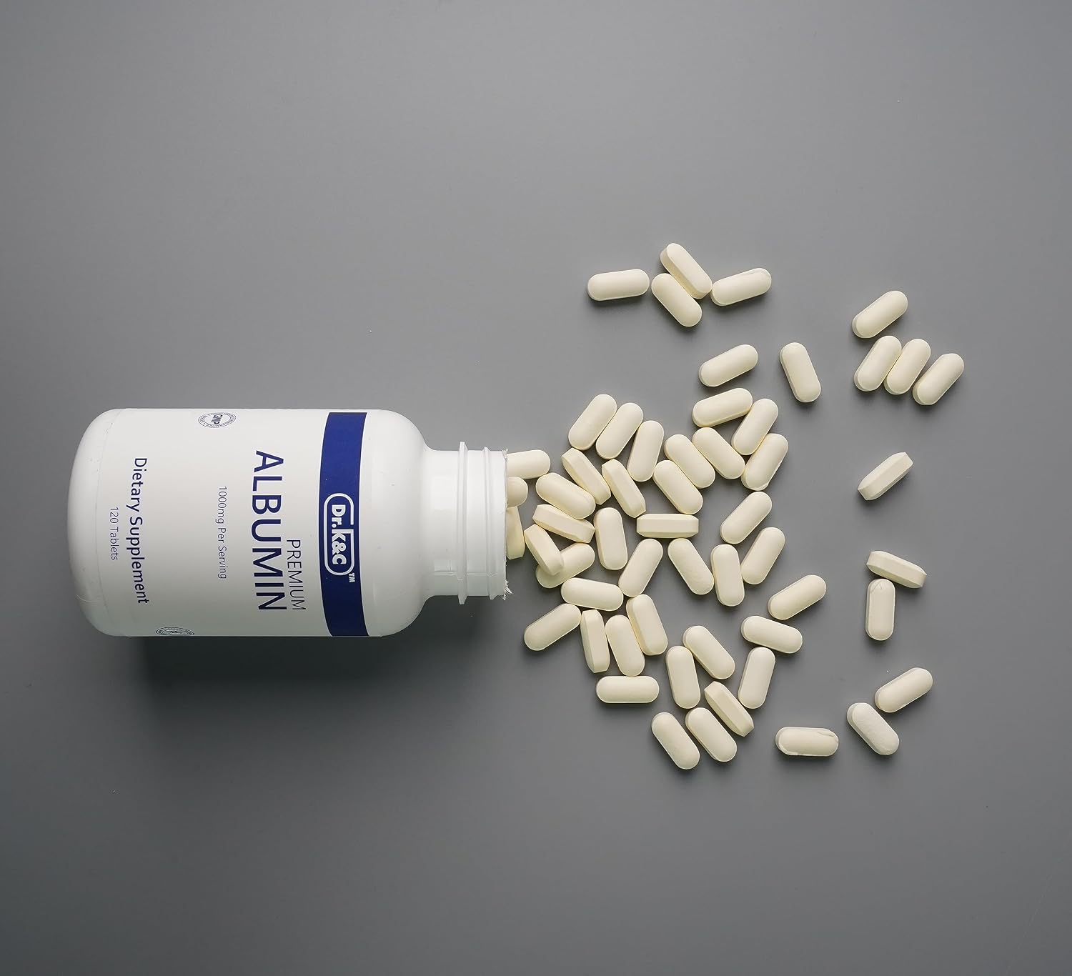 Dr.K&C Premium Albumin Protein Supplement 1000mg, 2 Bottles (120 Tablets Each), Daily Energy & Wellness Support