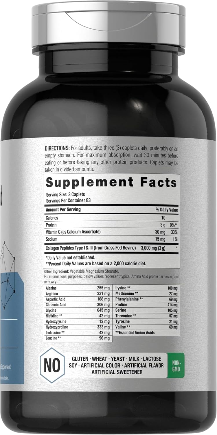 Horbäach Complejo de Aminoácidos 3000mg | 250 Caplets | Sin Gluten, No-GMO