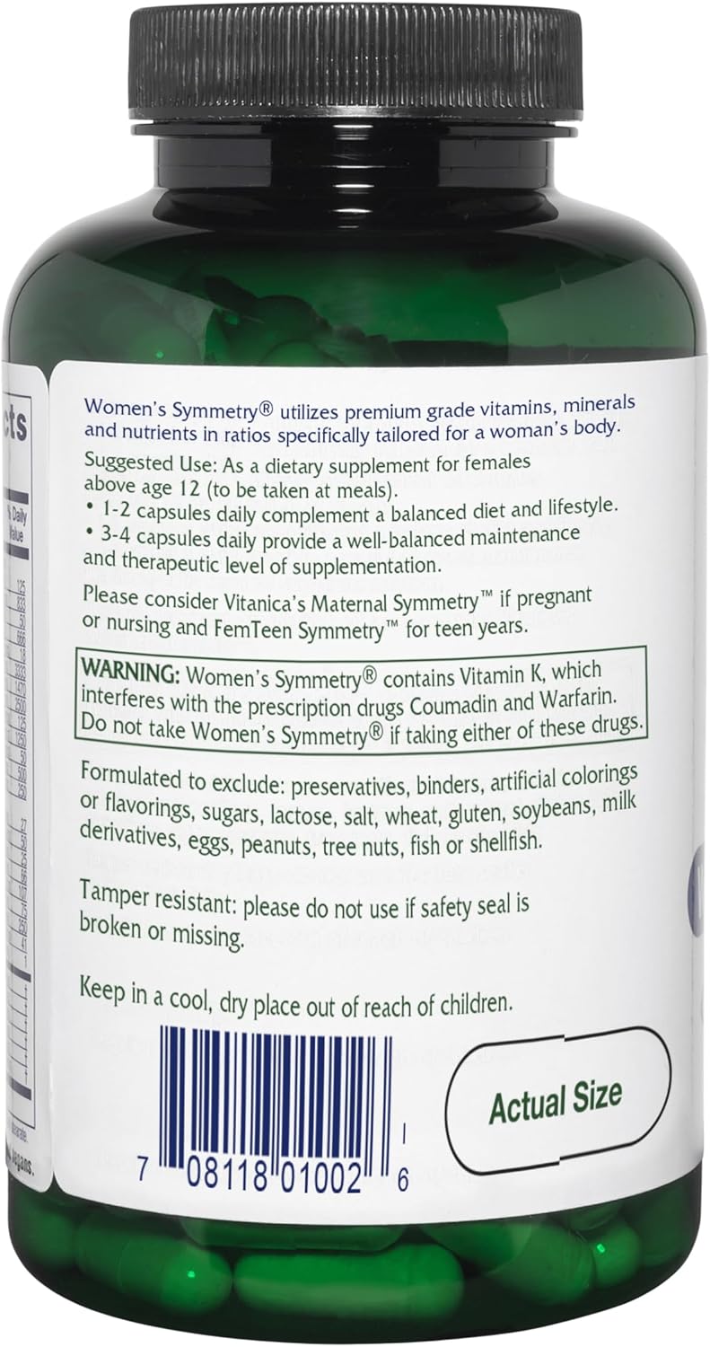 Vitanica Women's Symmetry - High Potency Multivitamin and Mineral for Women, Vegan, 90 Capsules