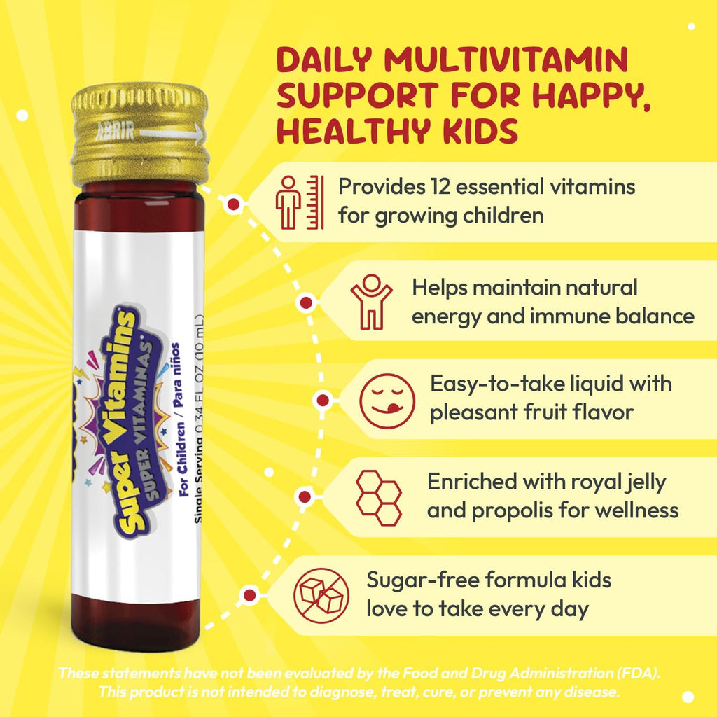 GirafKids Super Vitamins - Multivitamínico infantil con jalea real y propóleo - 10 viales sabor frutas del bosque