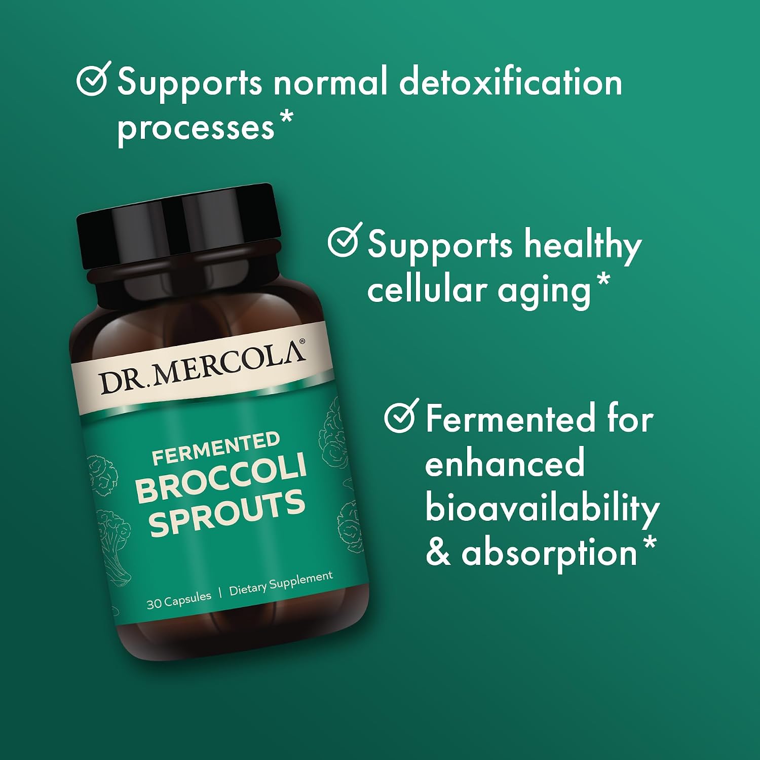 Dr. Mercola Brócoli Fermentado Orgánico - 30 Cápsulas