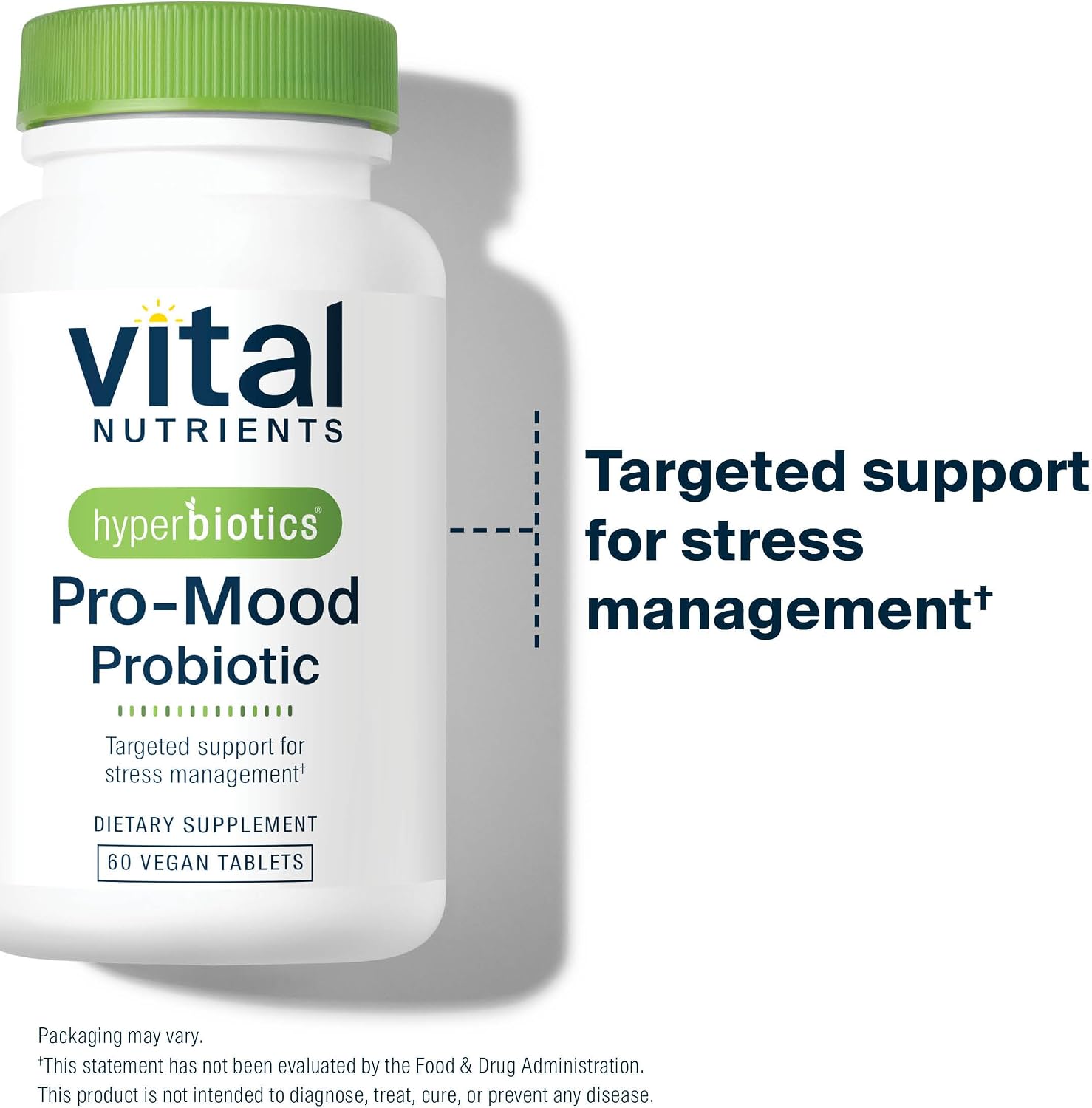 Hyperbiotics Vital Nutrients Pro Mood Probiotic con L-teanina | Probióticos clínicamente estudiados para el control del estrés y el estado de ánimo | 60 cápsulas veganas