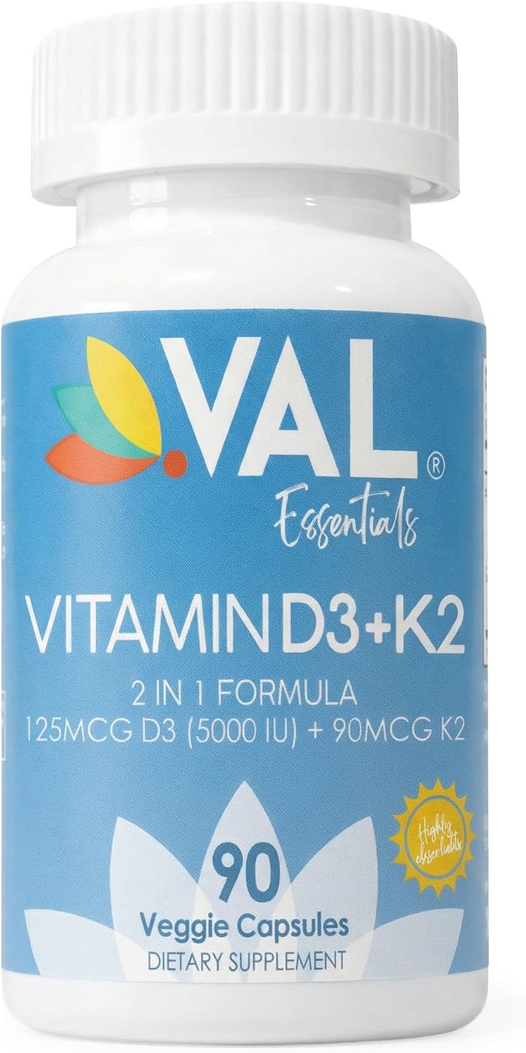 VAL Vitamina D3 + K2 (MK-7) 5000 UI & 90 mcg - 90 Cápsulas Veganas