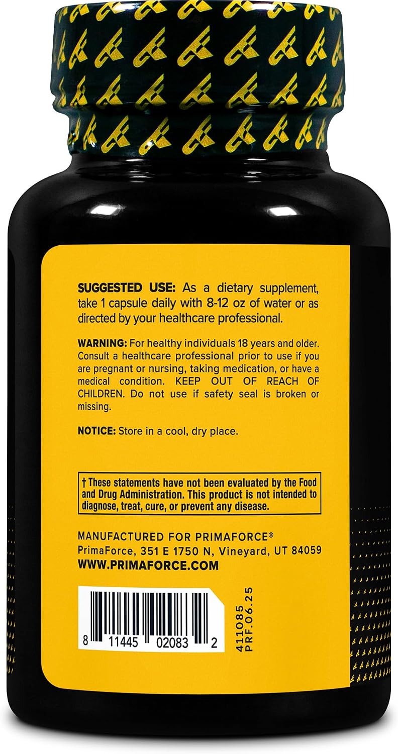 Primaforce L-Teanina Cápsulas (120 Cápsulas, 200mg de L-Teanina por Porción) - Suplemento de Aminoácido Teanina