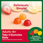 SmartyPants Plus Multi & Fiber Multivitamínico en Gominolas para Hombres y Mujeres con Fibra Prebiótica, Omega 3 DHA/EPA, Vitaminas D3, C, B12, B6, A, K, Zinc, Clean Label, Tres Sabores de Frutas, 90 unidades (Ración para 30 días)