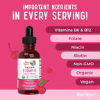 MARYRUTH'S Organics Complejo B | Gotas Líquidas de Vitaminas B | Biotina | B12 | Niacina | Folato | Apoyo Metabólico | Vegano | Orgánico | Sin Gluten