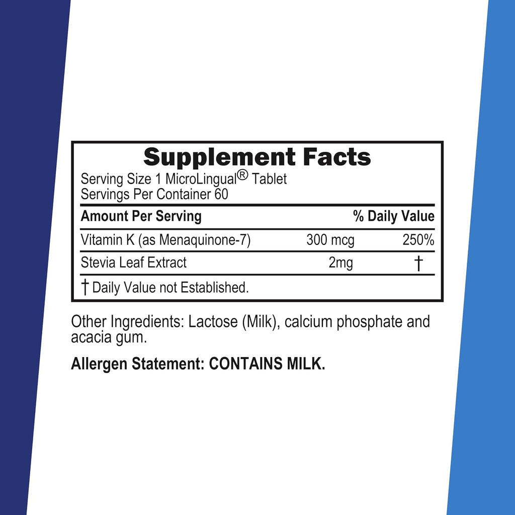 Superior Source Vitamina K2 MK-7 (Menaquinona-7), 300 mcg - 60 comprimidos sublinguales