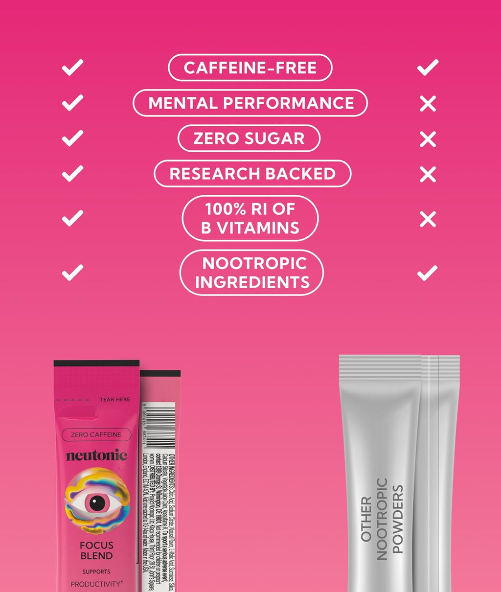 Neutonic Mezcla Nootrópica en Polvo - Sabor Wild Berry (16 sticks)