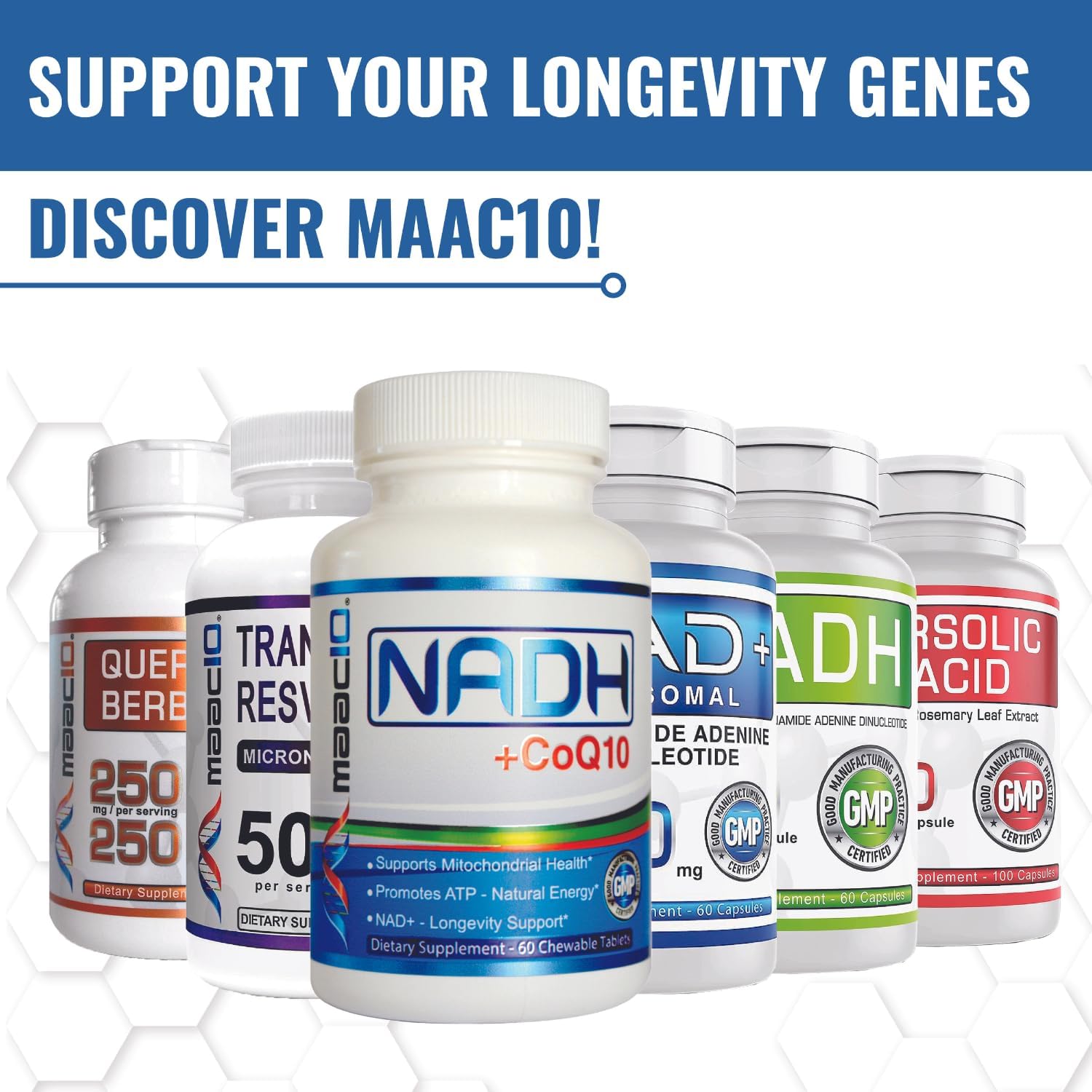 MAAC10 Liposomal NAD+ 500mg por dosis (2x250mg cápsulas) - 60 Cápsulas