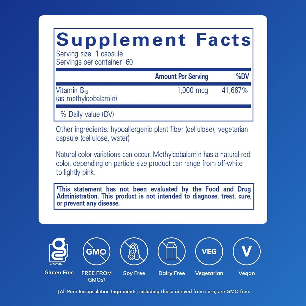 Pure Encapsulations Metilcobalamina 1.000 – El metabolismo energético normal. – Image 2