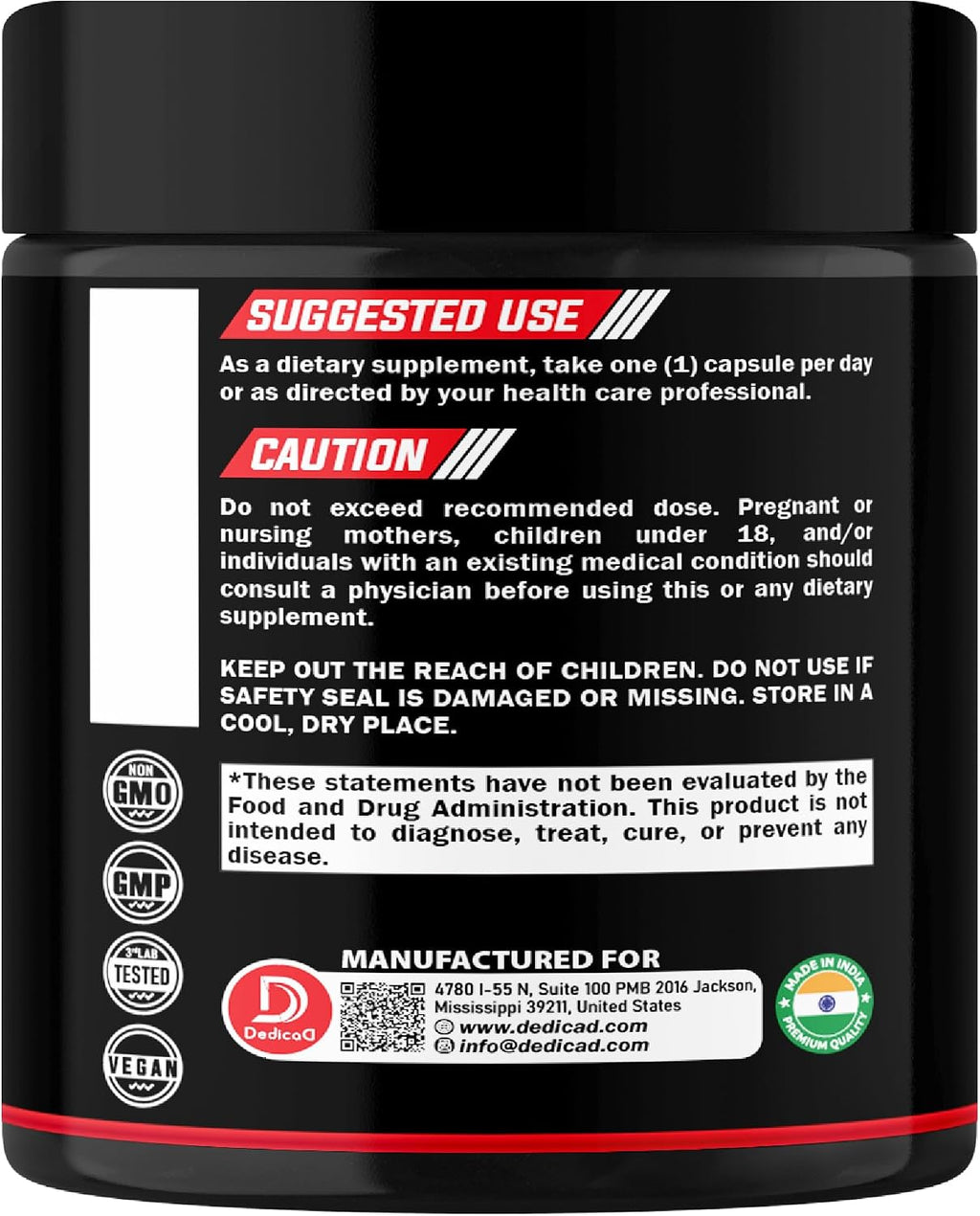 DEDICAD 11in1 NAD Supplement - Nicotinamida Ribósido, Quercetina, Resveratrol y 8 Más - 60 Cápsulas (2 Meses)