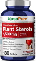 NusaPure Esteroles Vegetales 1500 mg - 180 Comprimidos (No Transgénico, Vegano) con Bioperina