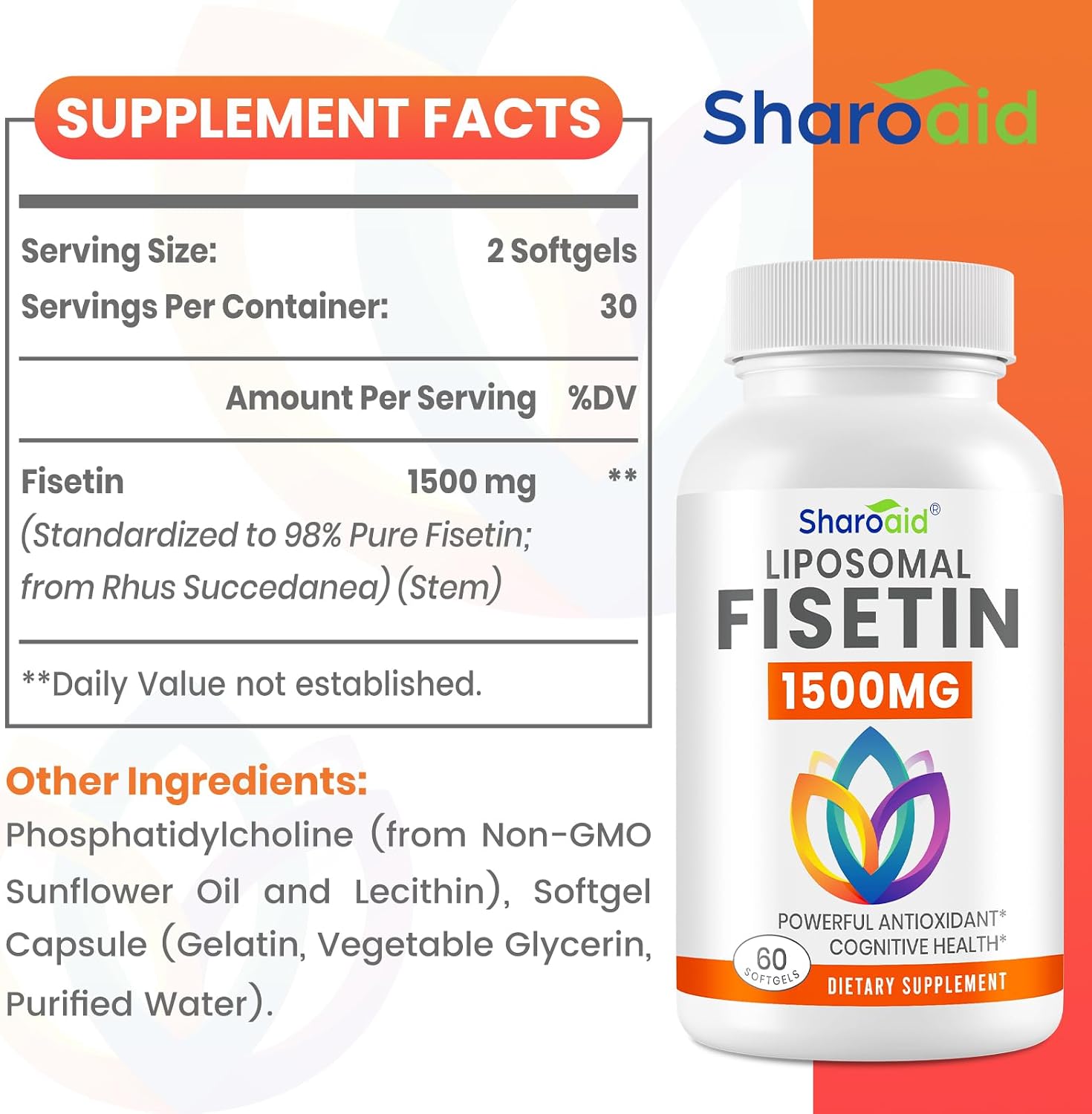 Fisetina 1500mg con Liposomas - 120 Cápsulas Blandas - Sharoaid