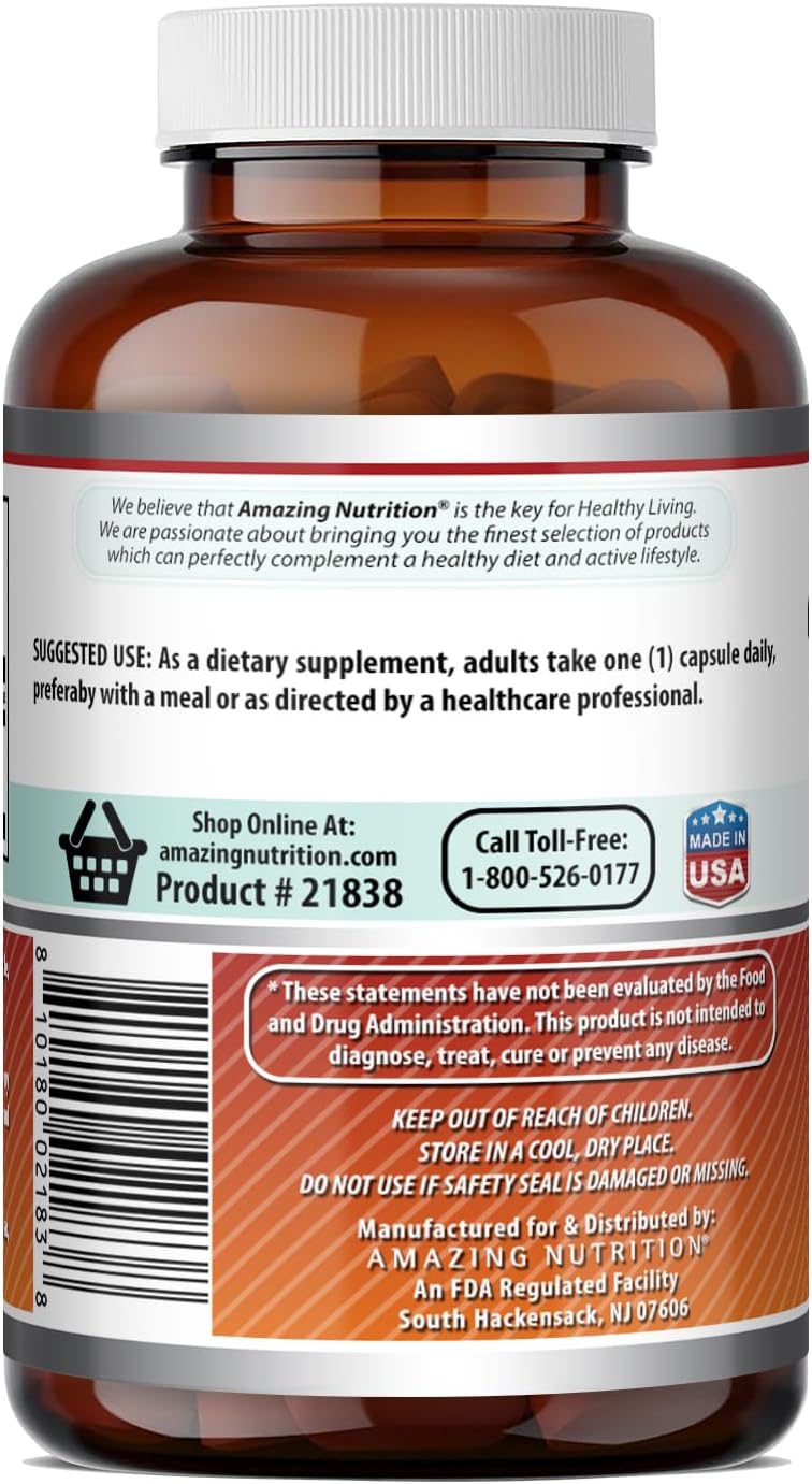 Amazing Formulas Ácido Fólico (Vitamina B9) 800 mcg - 240 Cápsulas - No-GMO, Sin Gluten